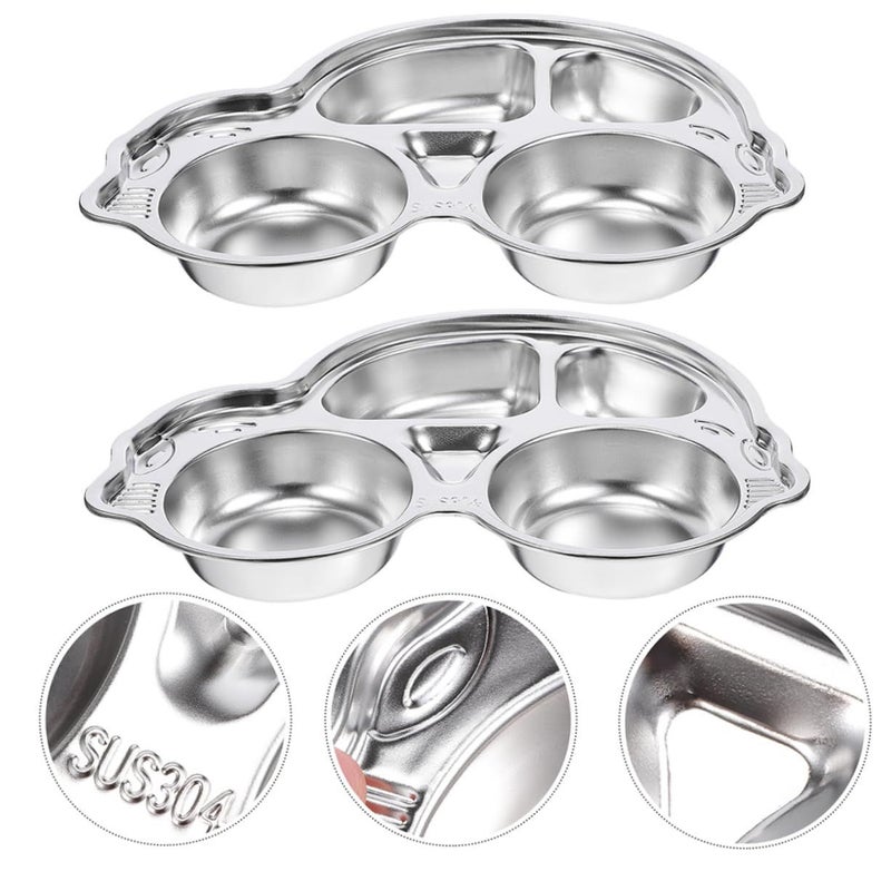 2 Pcs Stainless Steel Divided Plate Safe Easy Lunch Plates For Boys And Girls - Image 4