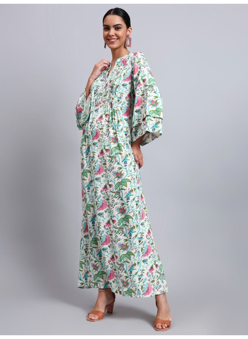 الايا جلابية نسائية مطبوعة بالزهور من الرايون بأكمام واسعة - Image 4