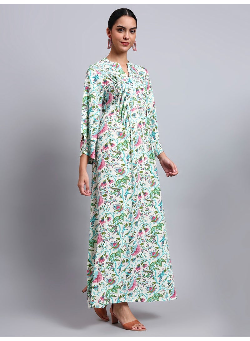 الايا جلابية نسائية مطبوعة بالزهور من الرايون بأكمام واسعة - Image 5