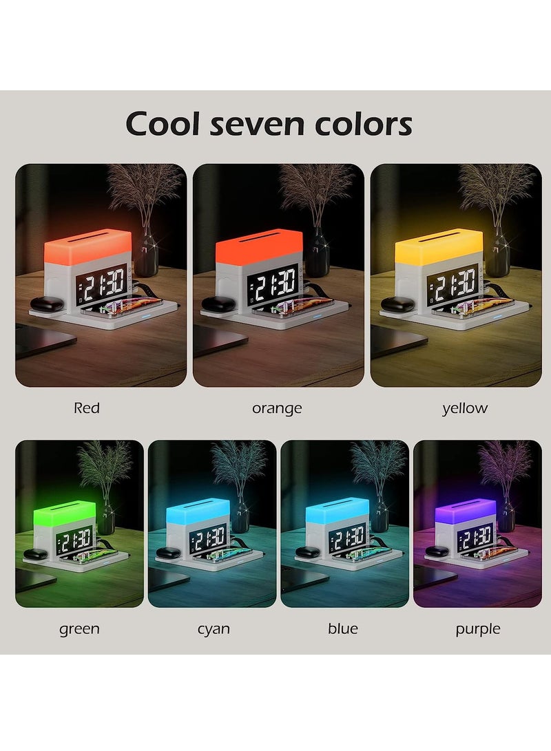 general Wireless Charging Station Alarm Clock Fast 15W 3 in 1 Wireless Charger with Bedside Lamp Qi Wireless Charging Pad for iPhone 13/12/11/Pro/Max/XS/XR/X/8/8 Plus Applepods Pro/3/2/1 - Image 3