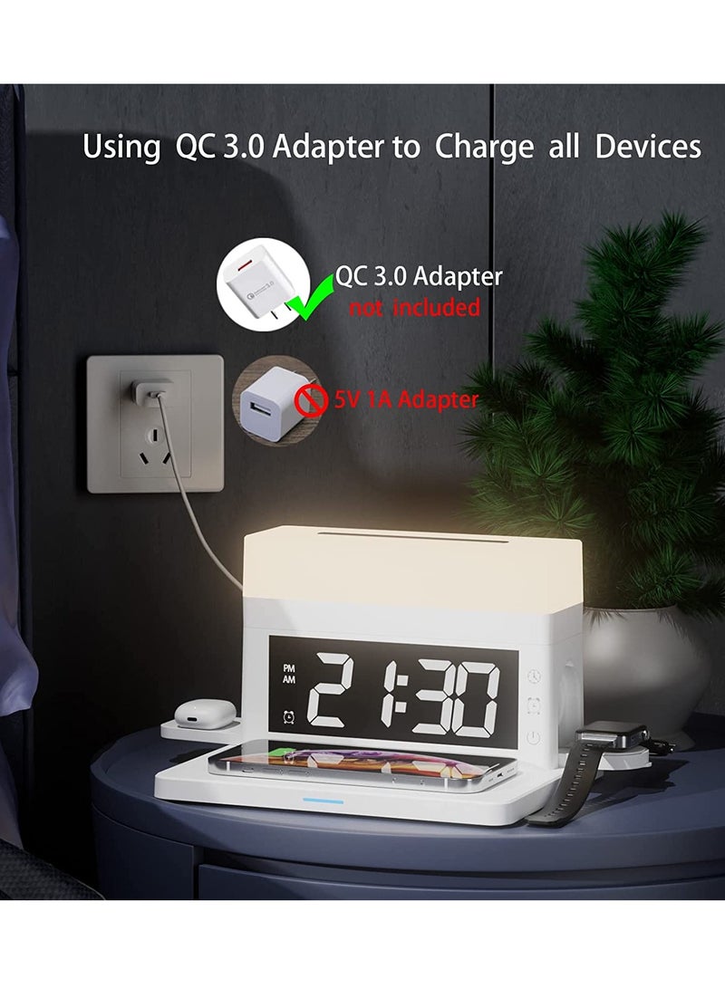 general Wireless Charging Station Alarm Clock Fast 15W 3 in 1 Wireless Charger with Bedside Lamp Qi Wireless Charging Pad for iPhone 13/12/11/Pro/Max/XS/XR/X/8/8 Plus Applepods Pro/3/2/1 - Image 5