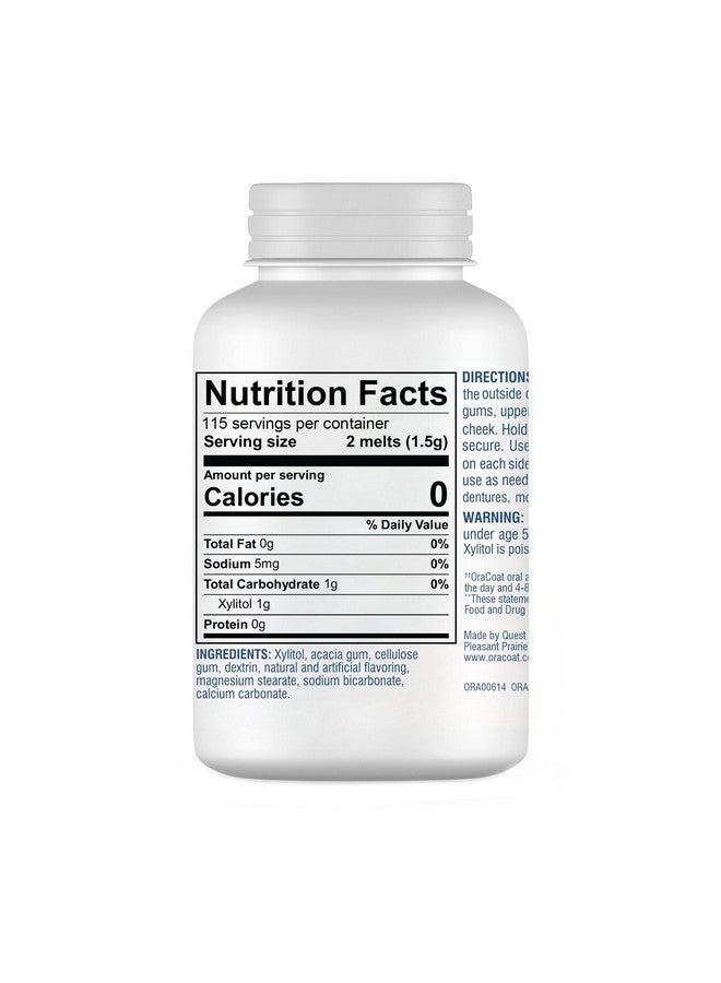 أوراكوت لاصقات OraCoat XyliMelts المرطبة لتخفيف جفاف الفم مع إكسيليتول، 230 قطعة، عصير التوت، يساعد على تحفيز اللعاب لعلاج جفاف الفم، غير حمضي، للاستخدام ليلاً ونهارًا، إطلاق مؤقت لمدة تصل إلى 8 ساعات - Image 2