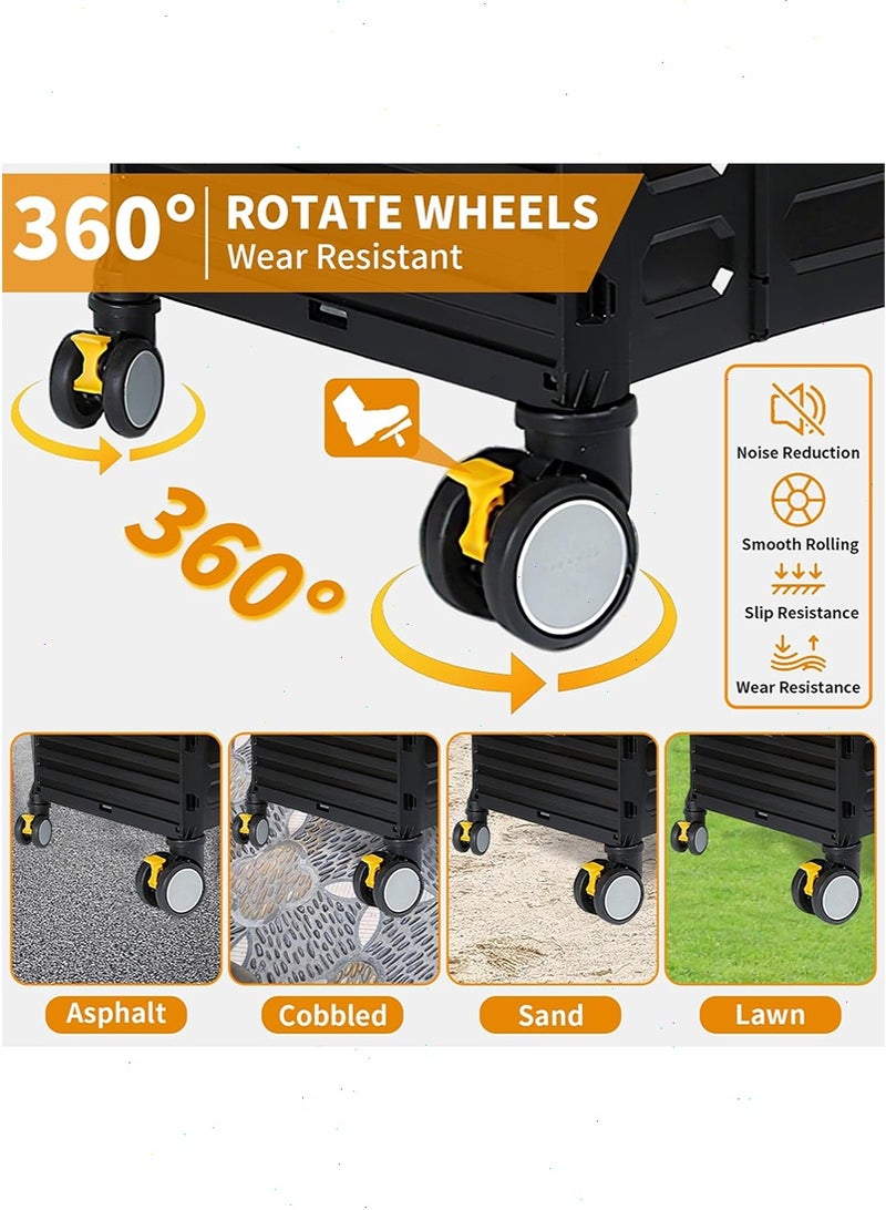 Yoawllty Folding Shopping Trolley, Portable Rolling Cart 4 Wheels, 45L Outdoor Trolley, Collapsible Grocery Dolly Cart, Utility Transit Hand Cart for Daily Use - Image 4