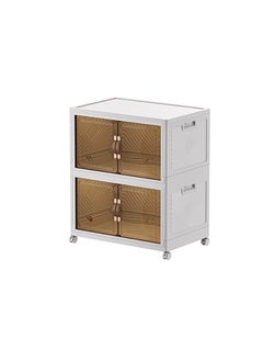 2 Layers Multi-Functional Foldable Storage Cabinet with Doors and Wheels (196L)
