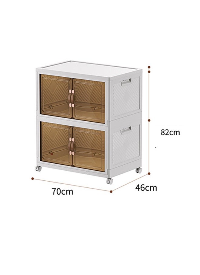 keke - 2 Layers Multi-Functional Foldable Storage Cabinet with Doors and Wheels (196L) - Image 1