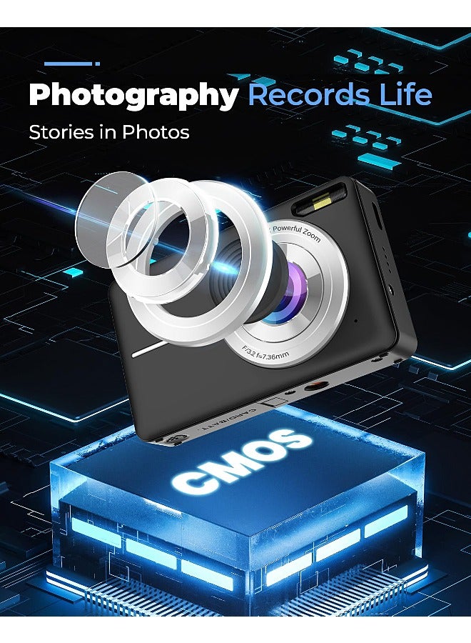 Himacom Autofocus Digital Camera for Kids FHD 1080P 44MP  Rechargeable Compact Mini Portable Pocket 16X Digital Zoom Camera with 32GB Memory Card  Support For Taking Photos Recording Videos for Than - Image 2