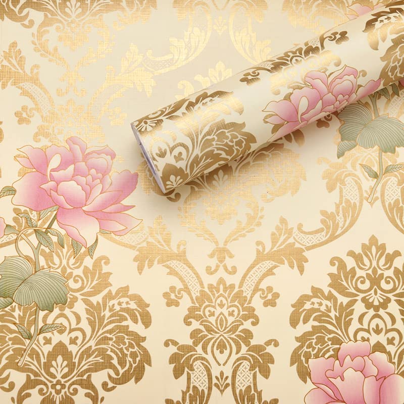 FOKRIM Wallpaper for Walls - 45x300cm (14 SQFT) Sticker Wallpaper, Peel and Stick, Removable, Self-Adhesive, Waterproof, Decorative Wallpaper for Home, Kitchen, Bedroom, Office (Majestic Golden) - Image 1