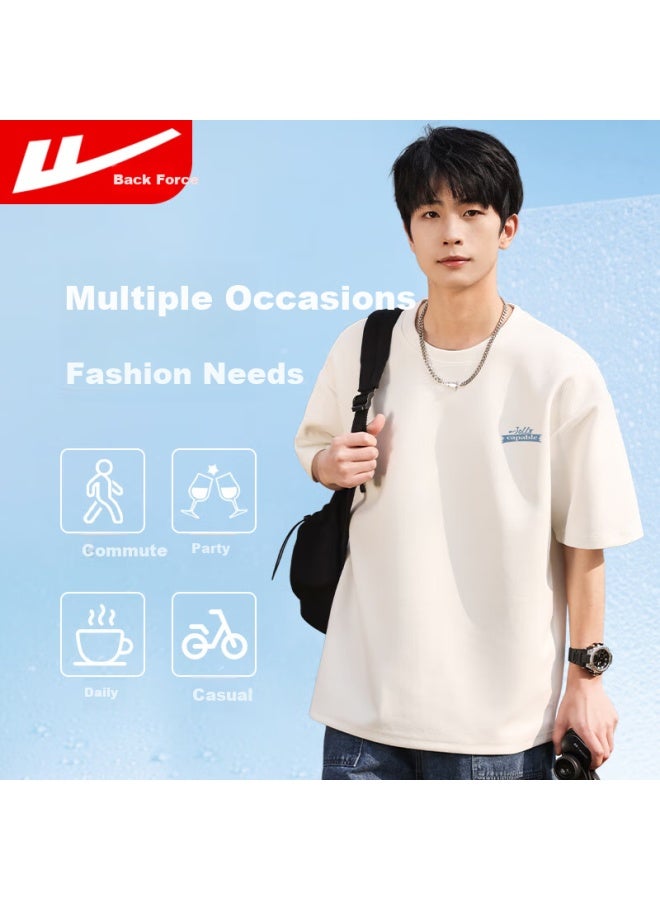 Pull Back Warrior Short Sleeve T-shirt Men's Summer Ice-feel White T-shirt Round Neck Breathable All-match Undershirt Men's Clothing - Image 2