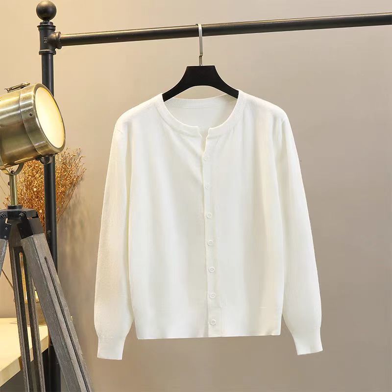 Crewneck 2024 New Knitted Sweater Jacket Cardigan Womens Knitted Spring and Autumn Short Loose Sweater Top Ins Gray [retro literary *%] - Image 3