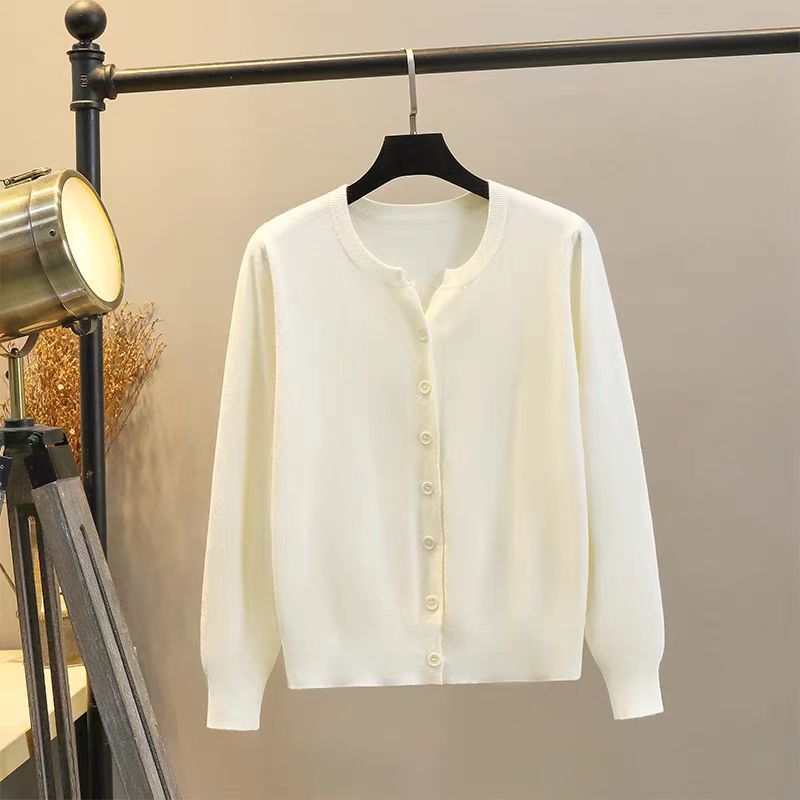 Crewneck 2024 New Knitted Sweater Jacket Cardigan Womens Knitted Spring and Autumn Short Loose Sweater Top Ins Gray [retro literary *%] - Image 2