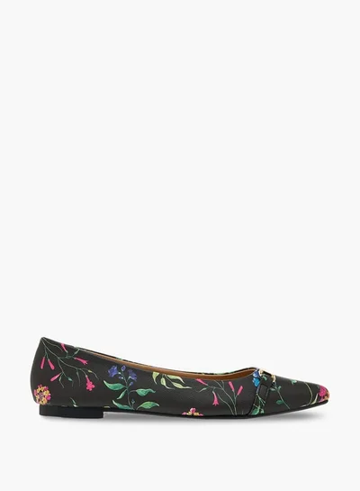 Flora Bella By Shoexpress Women's Floral Print Slip-On Ballerina Shoes with Metallic Accent