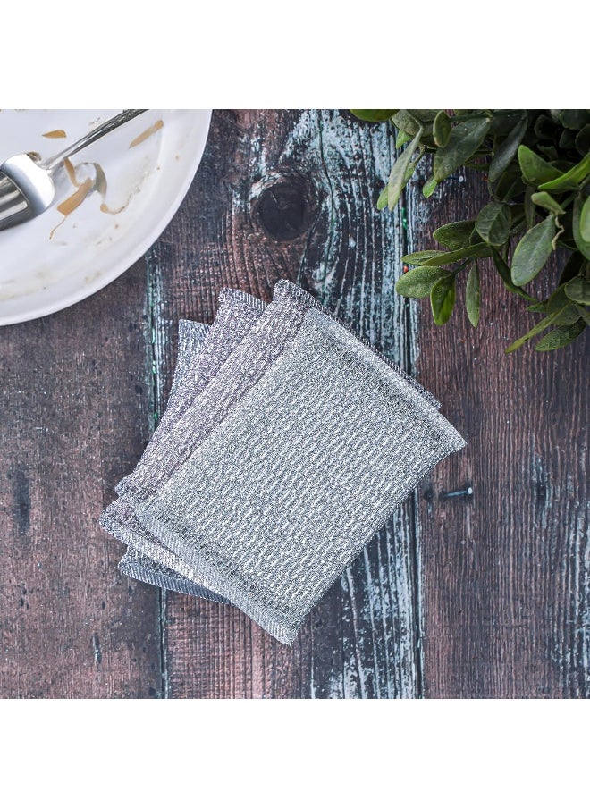 DELCASA Delcasa DC3028 Multipurpose Scouring Scrubber Set 4-Pieces, Silver  - Image 1