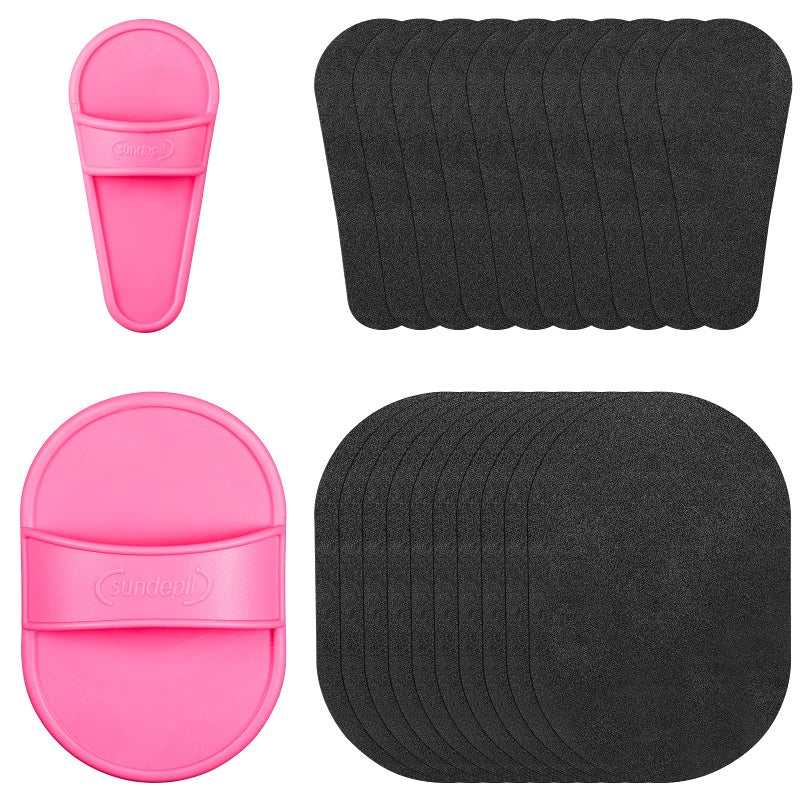 102 Piece Smooth Away Exfoliation Kit for Women and Girls Smooth Legs and Facial Hair Removal Pads in 2 Sizes 100 Pieces Fine Black Sandpaper for Lips and Skin