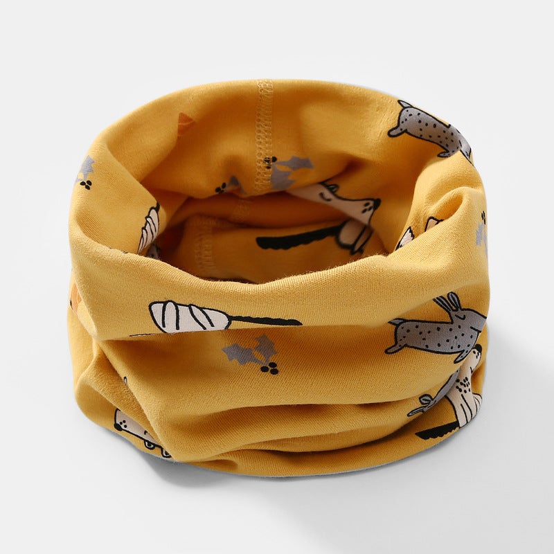 Cotton Kids Neck Gaiter Warm Autumn Winter Scarf Yellow puppy  - Image 1