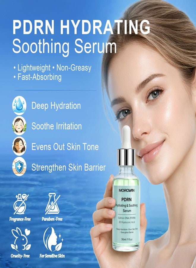 morovan Salmon DNA PDRN Hydrating Serum: Hydrating Face Serum Deep Moisturizing & Radiancing with Hyaluronic Acid Centella Panthenol - Get Plump Hydrated Skin in 2 Weeks - 1 Fl Oz - Image 2