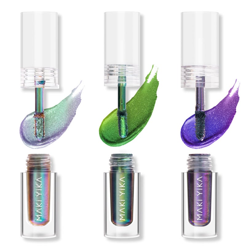 MAKI YIKA 3Pc Glitter Eyeshadow Liquid Multichrome Eyeshadows Long Lasting, Metallic Chameleon Eye Shadow Smudgeproof Holographic Eye Topper Glitters (#1+2+6) - Image 1