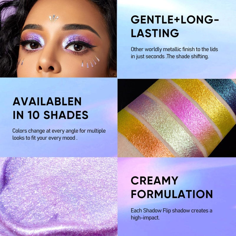 MAKI YIKA 3Pc Glitter Eyeshadow Liquid Multichrome Eyeshadows Long Lasting, Metallic Chameleon Eye Shadow Smudgeproof Holographic Eye Topper Glitters (#1+2+6) - Image 5