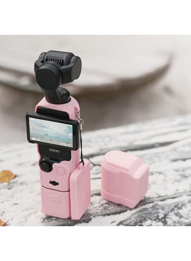 Dji World مجموعة ملحقات DJI OSMO Pocket 3، غطاء حماية سيليكوني، واقي شاشة زجاجي مقوى، واقي عدسة (وردي) - Image 5