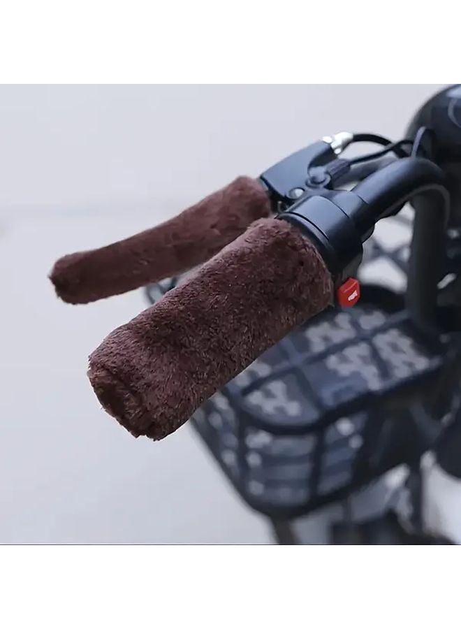 4Pcs Black Faux Fur Electric Motorcycle Grip Covers For Cold Weather Riding Warmth - Image 4