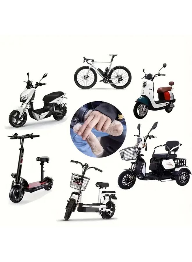 4Pcs Black Faux Fur Electric Motorcycle Grip Covers For Cold Weather Riding Warmth - Image 5