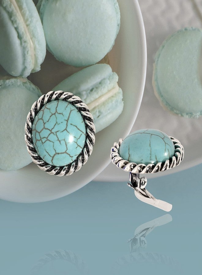 Spinningdaisy Clip On Earrings for Women | Non Pierced Earrings for Wedding (Turquoise Round) - Image 5