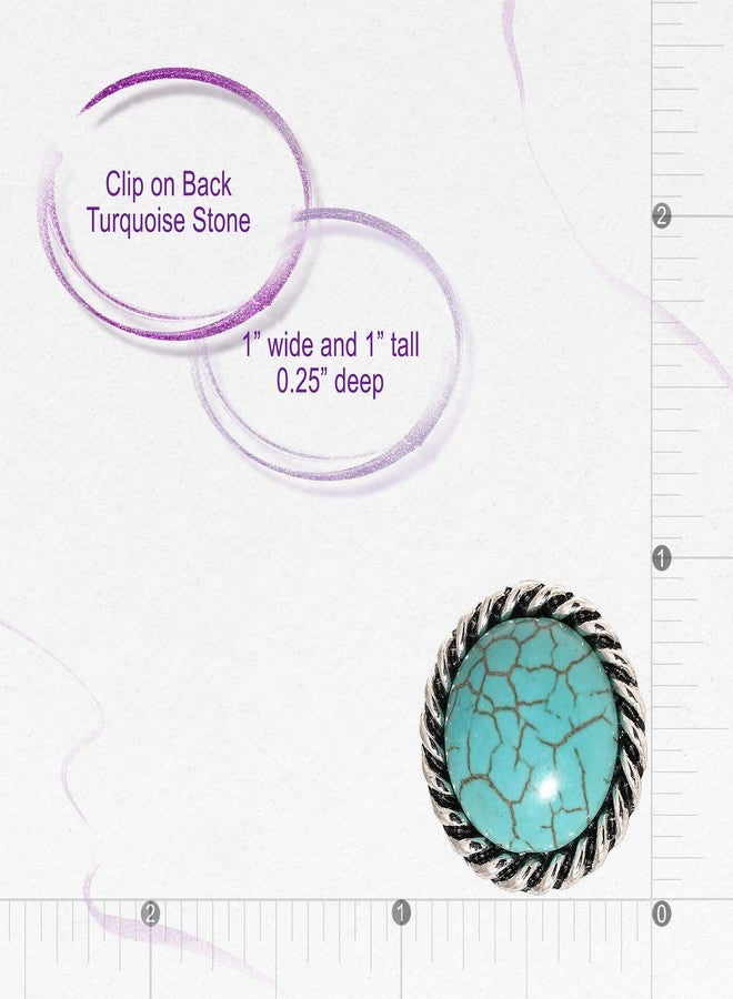 Spinningdaisy Clip On Earrings for Women | Non Pierced Earrings for Wedding (Turquoise Round) - Image 3