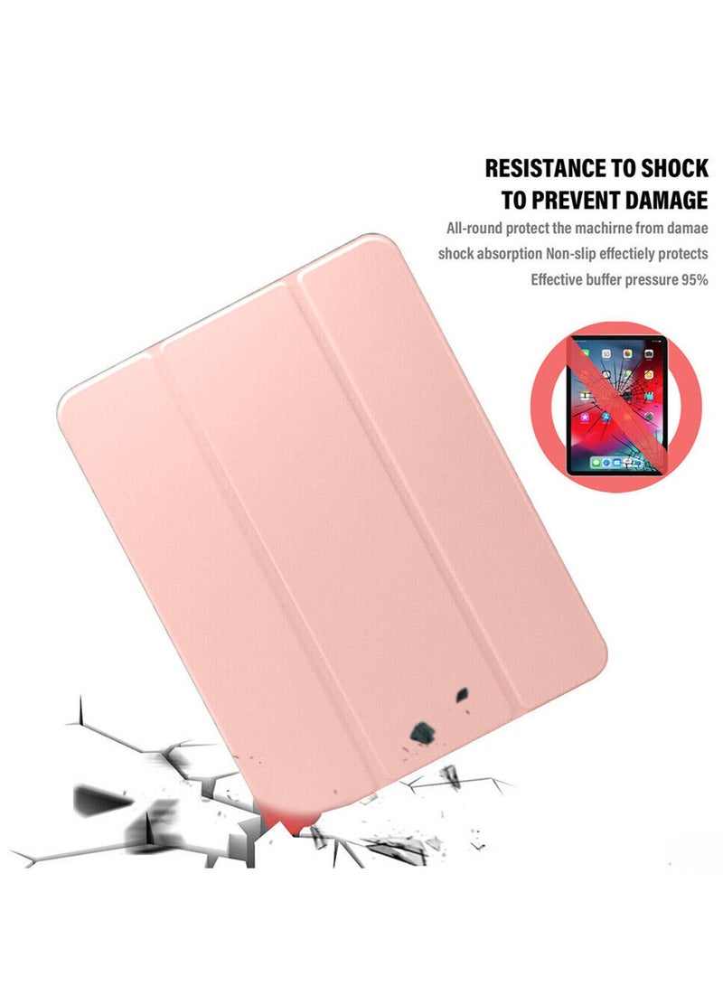 Wtech Premium Smart Flip Awake/Auto Sleep Leather Texture Transparent Silicone With Pen Holder Lens Shield Protector Case Cover For Apple iPad Pro 13 5G 2024 (7th Generation M4) 13 Inch Clear/Rose Gold - Image 4