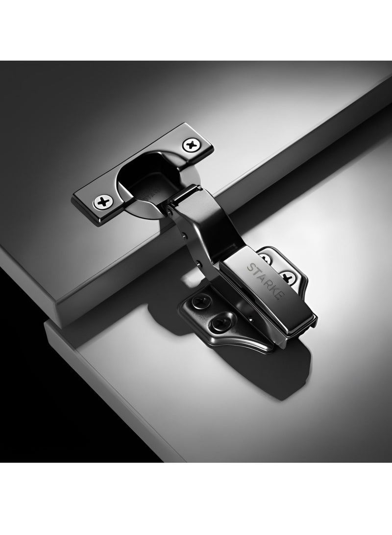 STARKE Pack of 2 Full Overlay Soft Close Cabinet Hinge Electroplated Silver, 105 Degree Opening Angle, 14-22mm Application, Anti Rust - Complete with Screws and Protective Plate - Silver  - Image 4