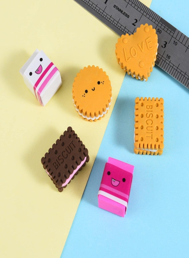DOMG Cookie Erasers for Kids, 12 Pieces 3D Cute Food Puzzle Mini Biscuit Eraser, Cool Fun Take Apart Desk Pet Erasers for Girls - Image 5