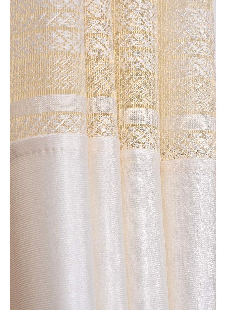 Brand Roots Brand Roots Floral NetPatch Curtains for Window 5 Feet Pack of 2 Cream Cream Window 5 Feet  - Image 2