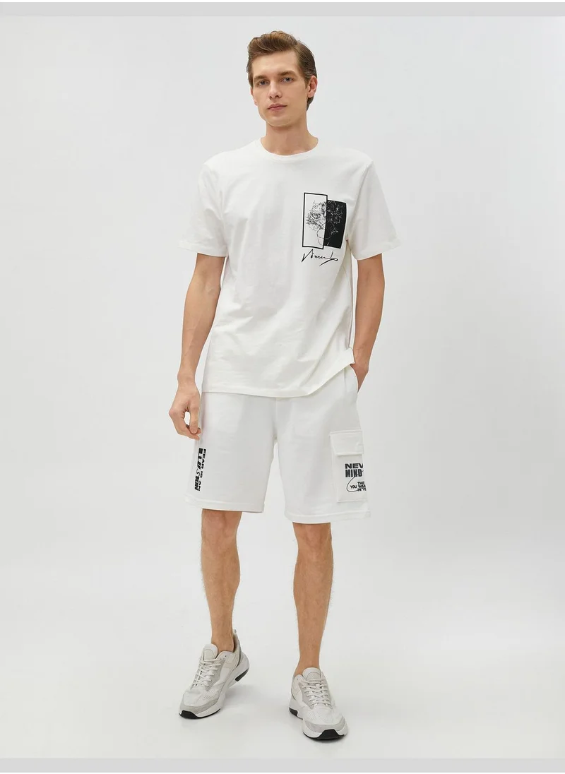 كوتون Cargo Shorts Drawstring Slogan Printed Pocket Detailed