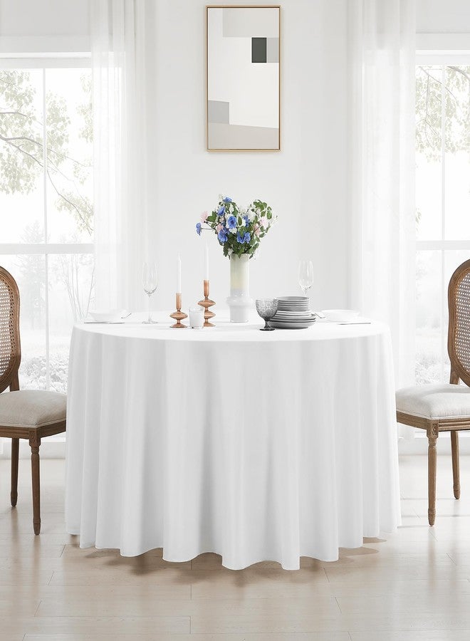 Aocoz White Tablecloth-90 Inch Round Tablecloth, 10 Pack Stain-Wrinkle Resistant, and Washable, Decorative Polyester Table Cover for Holiday, Buffet Parties, and Wedding, Fits Square or Round Table - Image 3