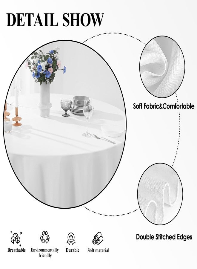 Aocoz White Tablecloth-90 Inch Round Tablecloth, 10 Pack Stain-Wrinkle Resistant, and Washable, Decorative Polyester Table Cover for Holiday, Buffet Parties, and Wedding, Fits Square or Round Table - Image 5