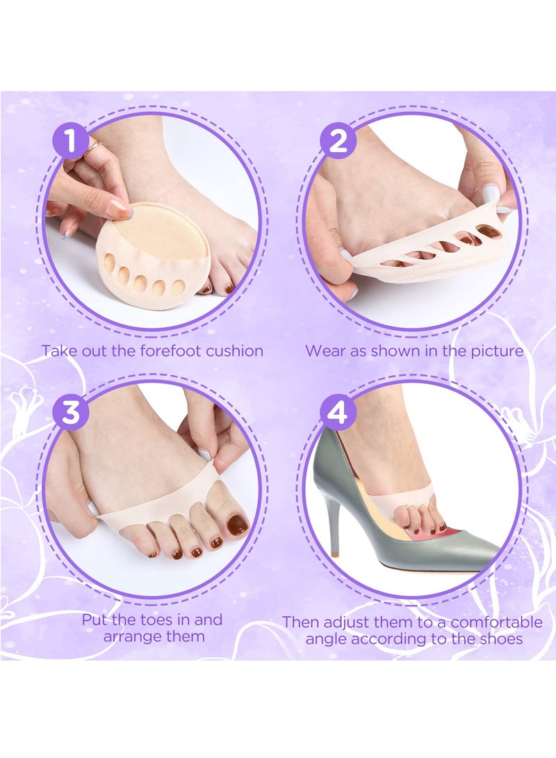 Honeycomb Forefoot Cushions - Reusable Metatarsal Pads for Foot Fatigue Relief, Sweat Absorption, and Comfort in Various Shoe Types (5 Pairs) for Women. - Image 5