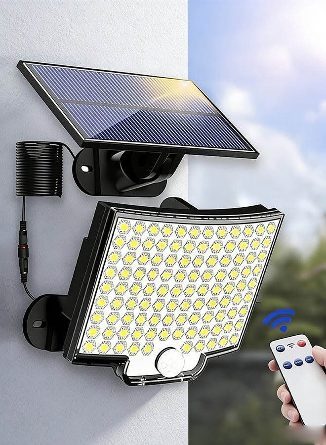 Solar Outdoor Lights, 4160LM LED Flood Lights with 3m Cable, Remote Control Solar Motion Sensor Lights with 3 Modes, Solar Powered Security Lights for Outside Patio, Yard, Garage - Image 1