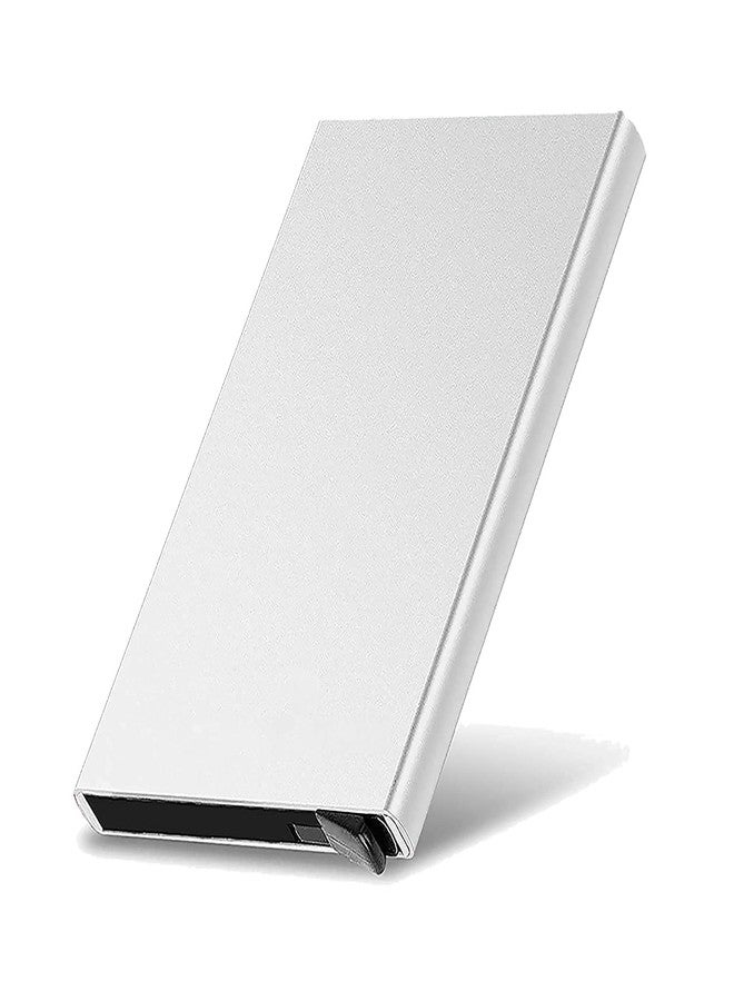 Khakhi Stainless Steel Credit Card Wallet, Business Card Holder for Men and Women (Silver-V) - Image 1