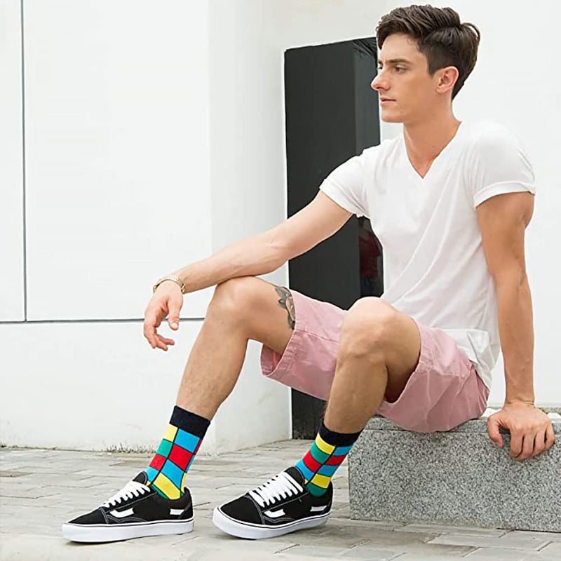 WeciBor Men's Funny Colorful Crazy Dress Crew Socks, 10 Pack Multicolor Geometric, Size 9-13 - Image 4