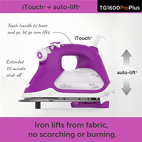 oliso TG1600 ProPlus Smart Iron with Auto-Lift – 1800 Watt Steam Iron for Clothes, Sewing, Quilting & Crafting – Diamond Ceramic-Flow Soleplate, Orchid - Image 2