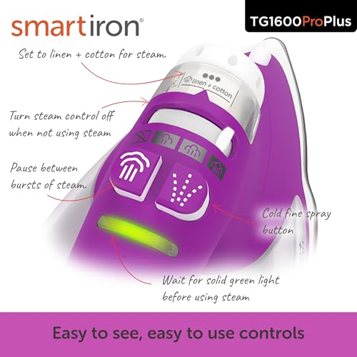 oliso TG1600 ProPlus Smart Iron with Auto-Lift – 1800 Watt Steam Iron for Clothes, Sewing, Quilting & Crafting – Diamond Ceramic-Flow Soleplate, Orchid - Image 5