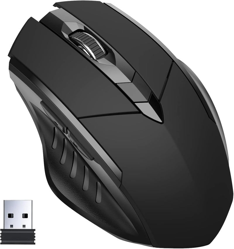 LinJie Wireless Mouse,Computer Mice,Rechargeable Silent Wireless Mouse 2.4G Ergonomic PC Mouse For Laptop PC Computer Tablets, 6 Buttons, 1600DPI 3 Adjustment Levels - Image 1