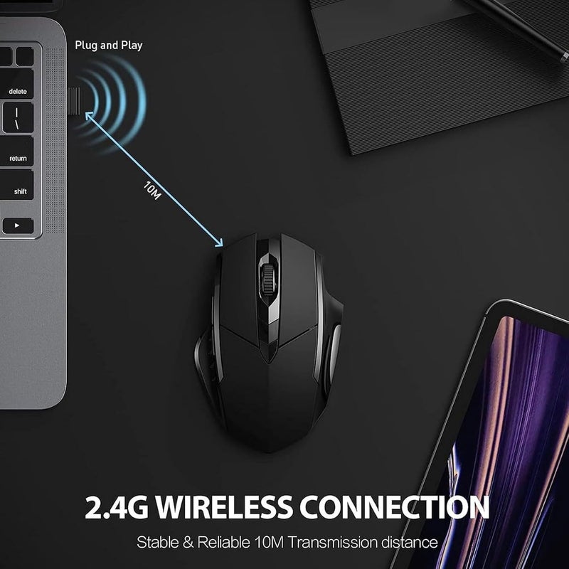 LinJie Wireless Mouse,Computer Mice,Rechargeable Silent Wireless Mouse 2.4G Ergonomic PC Mouse For Laptop PC Computer Tablets, 6 Buttons, 1600DPI 3 Adjustment Levels - Image 4