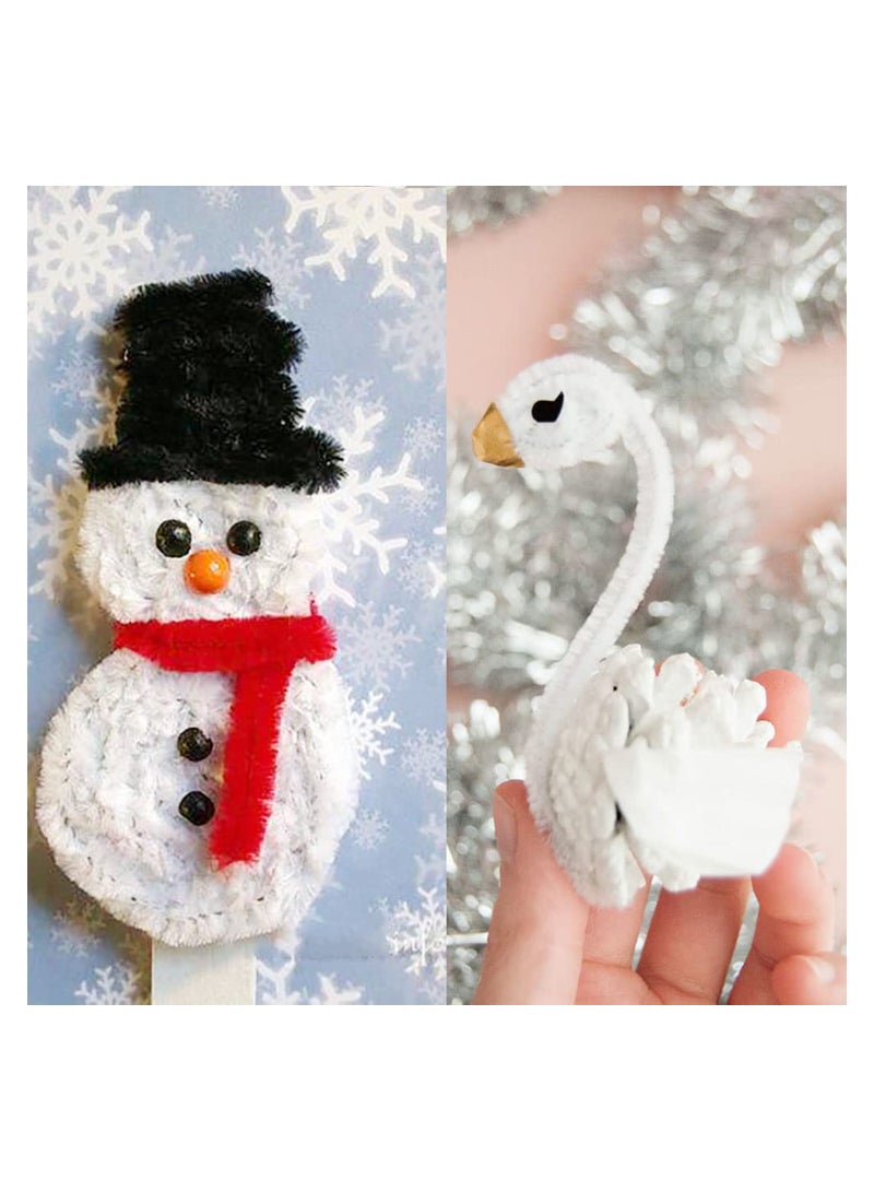 SYOSI 200 PCS Pipe Cleaners Chenille Stem, Bump Chenille Stems Pipe Cleaner, White Pipe Cleaners Crafts Supplies for DIY Arts Crafts Decorations (White) - Image 2