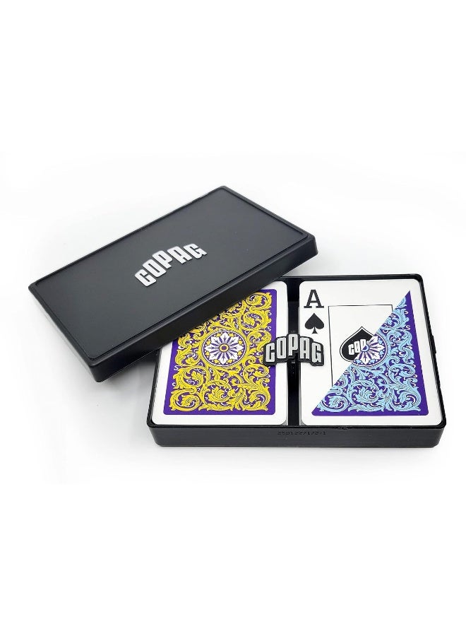 Copag 1546 Neoteric Design 100% Plastic Playing Cards, Poker Size (Standard) Violet/Yellow/Blue (Jumbo Index, 1 Set) - Image 2