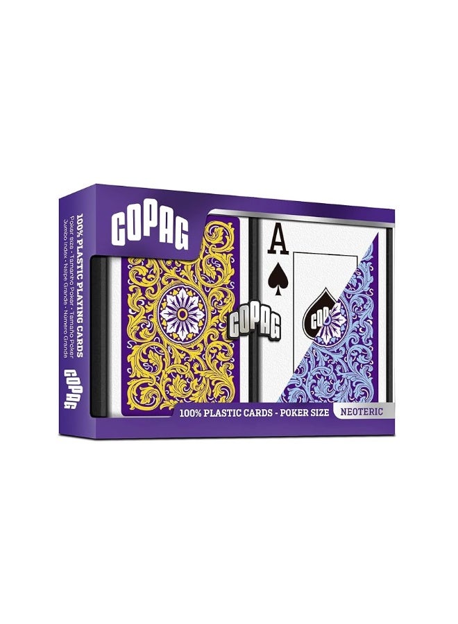 Copag 1546 Neoteric Design 100% Plastic Playing Cards, Poker Size (Standard) Violet/Yellow/Blue (Jumbo Index, 1 Set) - Image 4