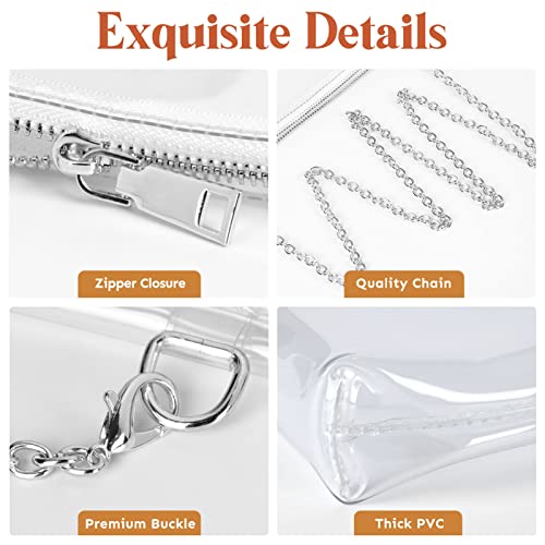 Lorbro Clear Purses for Women Stadium Approved, Crossbody Shoulder Bag with Zipper Closure, Transparent Purse Concerts, Sporting Event, Party, Festivals (Silver) - Image 5