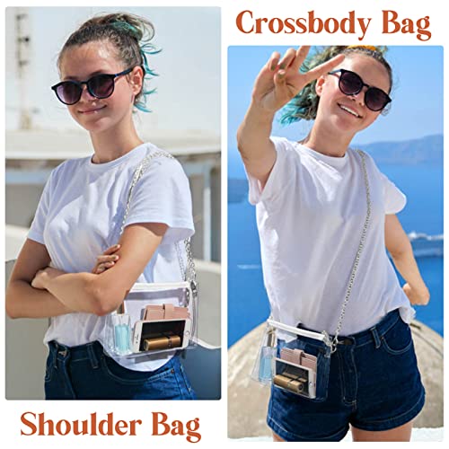 Lorbro Clear Purses for Women Stadium Approved, Crossbody Shoulder Bag with Zipper Closure, Transparent Purse Concerts, Sporting Event, Party, Festivals (Silver) - Image 2