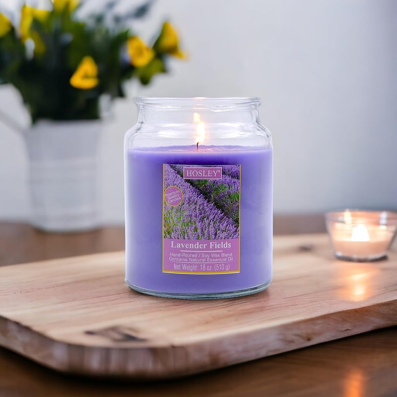 HOSLEY Lavender Fields Fragrance Jar CandleScented Candle Perfect for Home DecorBurn Time 90 HoursLong LastingClean Burning Smokeless4 Inch DiameterPack of 1 18 Oz Wax - Image 2