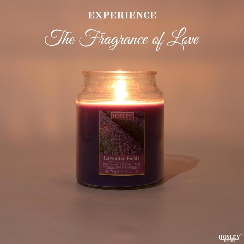 HOSLEY Lavender Fields Fragrance Jar CandleScented Candle Perfect for Home DecorBurn Time 90 HoursLong LastingClean Burning Smokeless4 Inch DiameterPack of 1 18 Oz Wax - Image 5