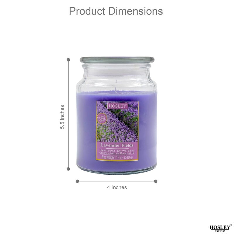HOSLEY Lavender Fields Fragrance Jar CandleScented Candle Perfect for Home DecorBurn Time 90 HoursLong LastingClean Burning Smokeless4 Inch DiameterPack of 1 18 Oz Wax - Image 4
