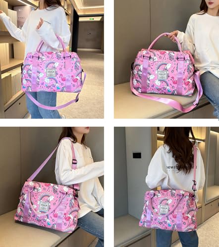 NWLR Travel Duffle Bag Weekender Overnight Bag Gym Tote with Dry and Wet Separated Pocket for Women Girls Shoulder Workout Duffel Bag Water Resistant rainbow unicorn - Image 3